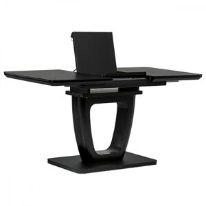 AUTRONIC HT-430 BK Jedálenský stôl 110+40x75 cm, čierna 4 mm sklenená doska, MDF, čierny matný lak
